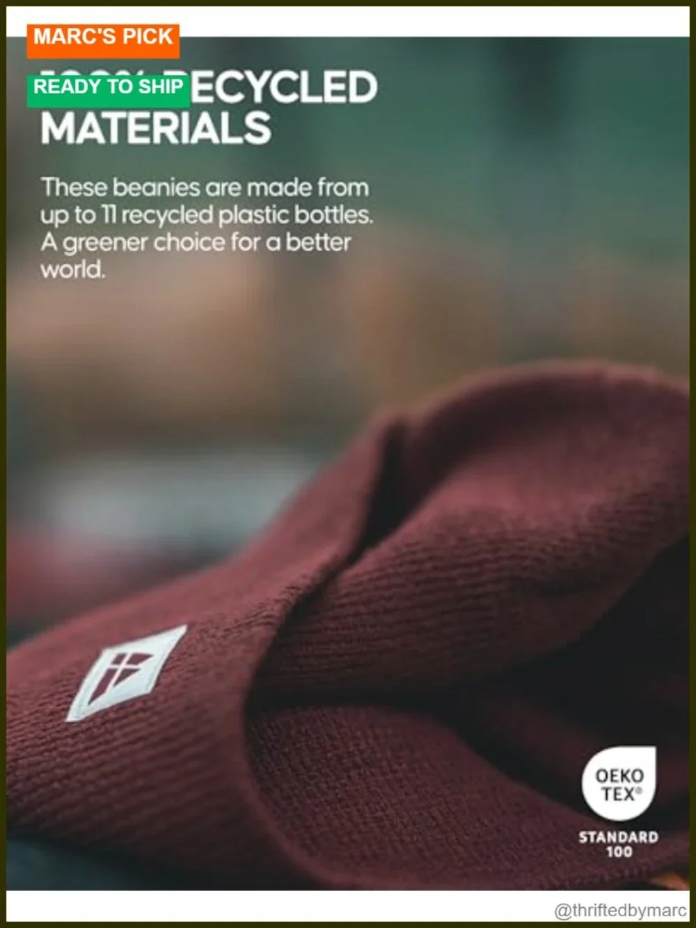 Unisex Beanie Made from 100% Recycled Polyester for Outdoor